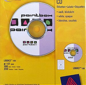 Ετικέτες αυτοκόλλητες για CD, DVD ROM δίσκους, εκτύπωση απο οποιοδήποτε εκτυπωτή.