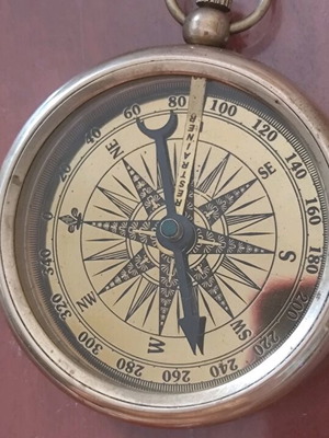 Pocket compass old brass used