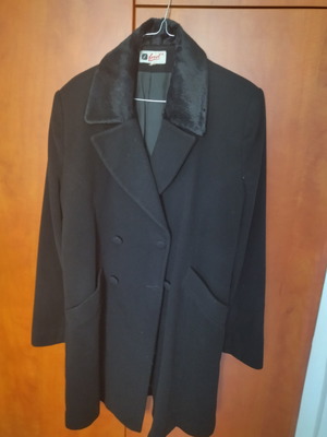 Μάλλινο ημίπαλτο με βελούδινο γιακά μεταχειρισμένο, μέγεθος L