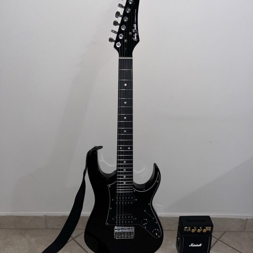 Harley Benton Rg-junior Bk Bundle electric guitar like new