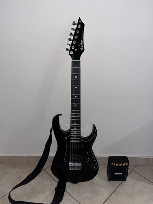 Harley Benton Rg-junior Bk Bundle electric guitar like new