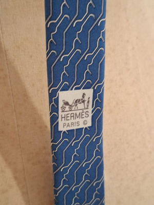Hermes vintage μεταξωτή μπλε γραβάτα