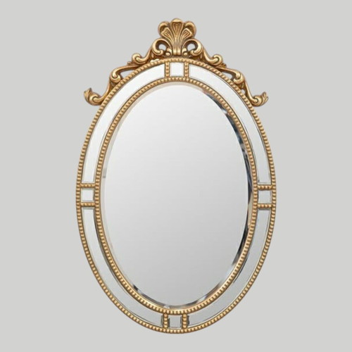 Wooden classic mirror gold size 43x63cm with frame 83x53x3.5cm new