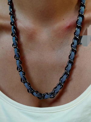 Handmade necklace new, black and blue