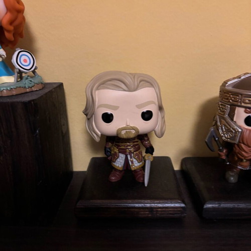 Funko Pop figures set with handmade wooden bases like new