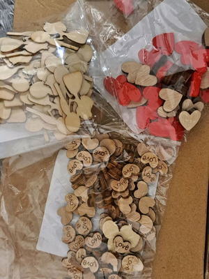 Wooden Hearts in Red and Natural for DIY Home and Event Decoration