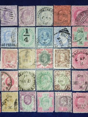 Classic King Edward stamps from Britain and colonies, lot