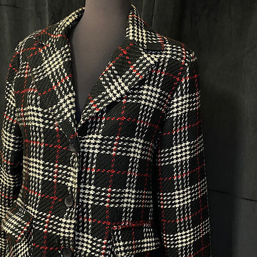 Vintage women's coat plaid design used, size M