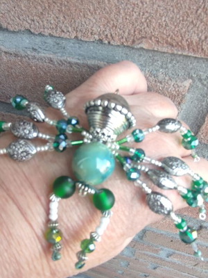 Handbeaded spider sculpture made of beads