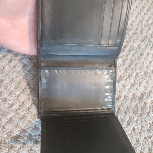 Longchamp leather wallet used, black, vertical design