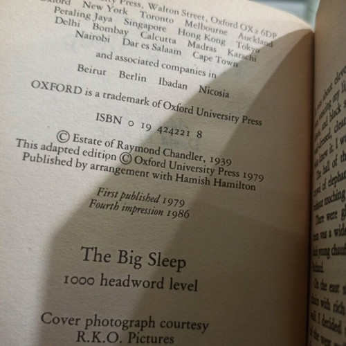 The Big Sleep by Raymond Chandler used, English educational edition