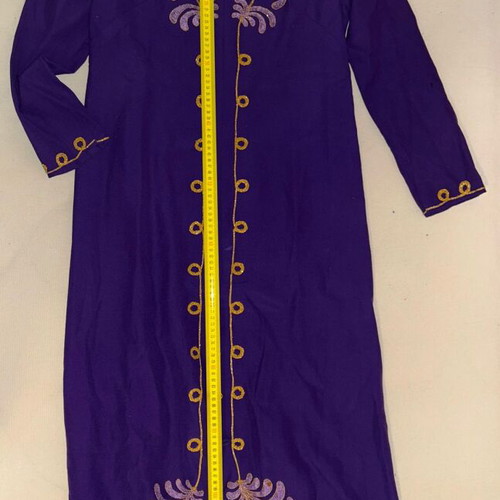 Vintage purple maxi dress 60s/70s with handmade embroidery, custom made