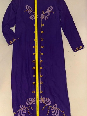 Vintage purple maxi dress 60s/70s with handmade embroidery, custom made