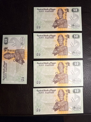 Set of 5 Egypt 50 Piastres banknotes new
