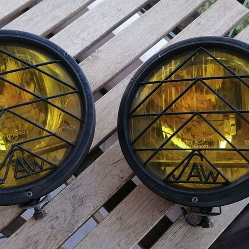 Car fog lights with yellow glass, vintage