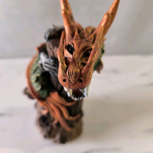 Wooden dragon handmade used with painted details
