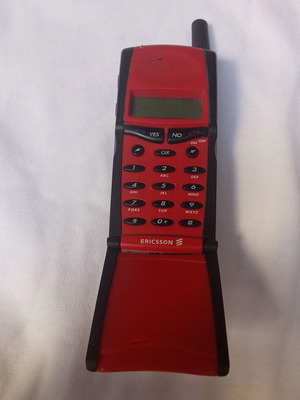 Ericsson GF 768 vintage red mobile phone used, 1990s