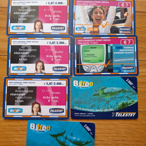 Mobile phone cards used, pack of 93, Tim-Telestet-Wind-Cosmote-Q-Telecom-Vodafone