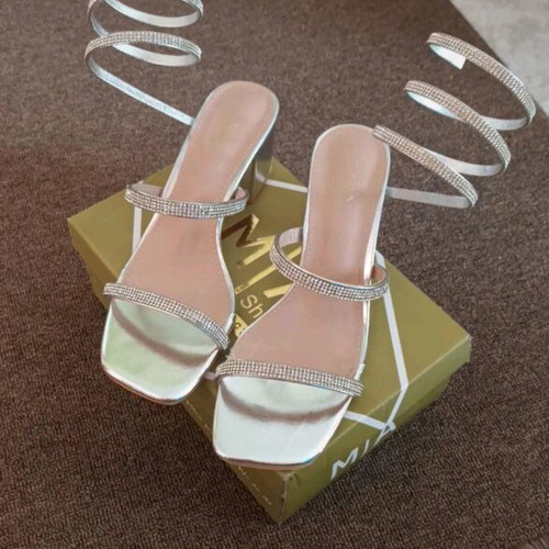 Mia sandals with rhinestones size 37 like new silver