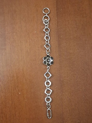 Folli Follie bracelet like new with chain, geometric shapes and black enamel