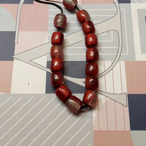 Komboloi economic series in terracotta with golden shine beads new