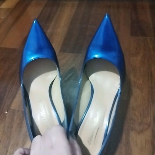 Blue Roua Mirror Pumps Size 36 Like New