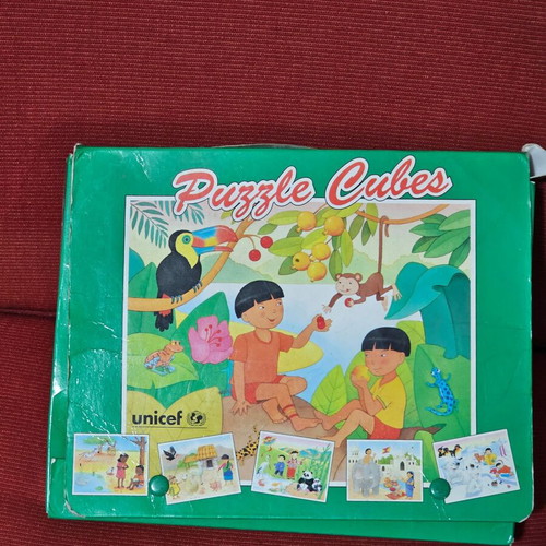Unicef puzzle cubes used, 6 different images