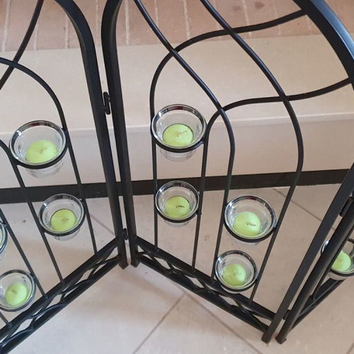 Decorative Fireplace Screen made of solid iron with 12 glass candle holders new
