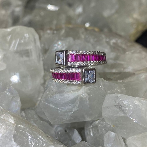 Silver Ring with Natural Ruby and Topaz new