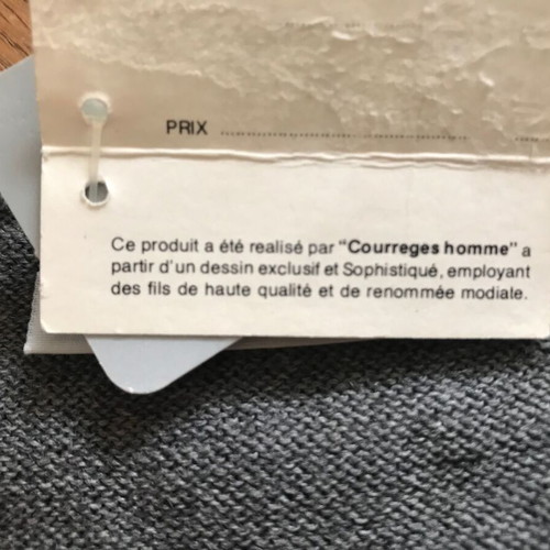 V sleeveless sweater Courrèges Homme Paris new, pure virgin wool, gray, XXL