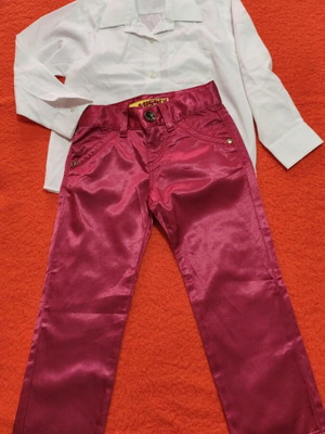 Miss Sixty satin pants new with Marks & Spencer shirt