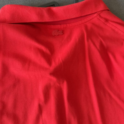 Lacoste Polo Shirt Large Red New with Embroidered Design