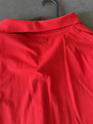 Lacoste Polo Shirt Large Red New with Embroidered Design