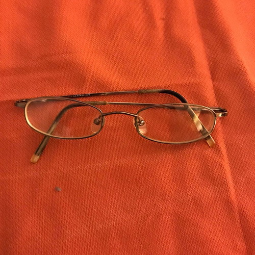Glasses frame used, very small oval, silver color