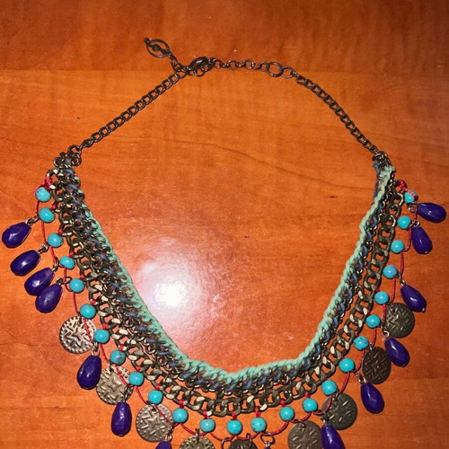 Stradivarius necklace used, blue and purple