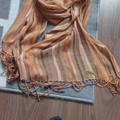 Women's scarf used, ombré, earth tones, 50×180 cm