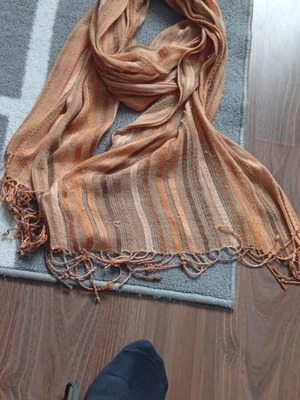 Women's scarf used, ombré, earth tones, 50×180 cm