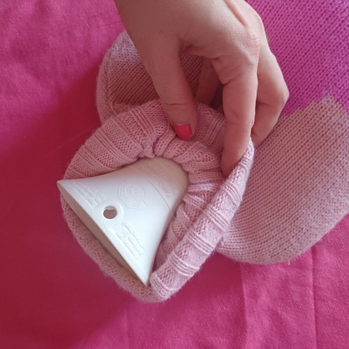 Fashy Hot Water Bottle 2 Liters with Pink Knitted Star Cover, New
