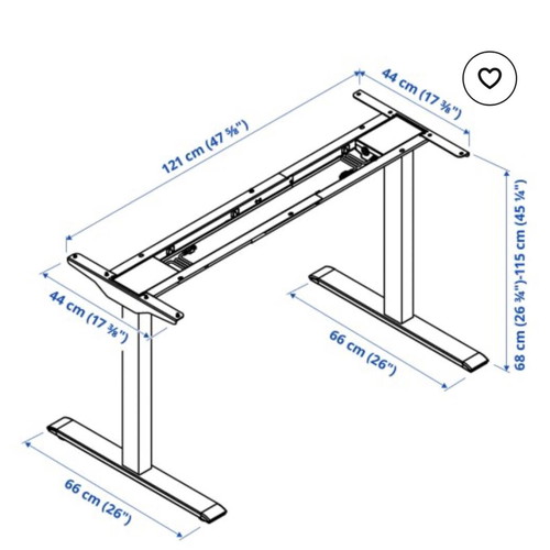 Rodulf Electric Adjustable Desk Frame like new, sit/stand, 140x80 cm