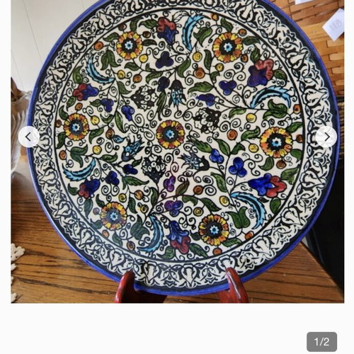 Handmade Armenian style ceramic plate new, diameter 17.5 cm