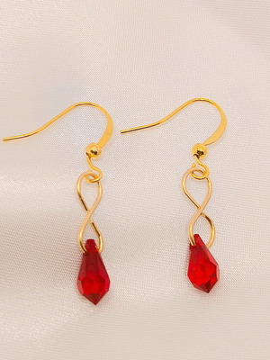 Γυναικεία σκουλαρίκια Gold Filled 14k με κόκκινο κρύσταλλο Swarovski καινούργια