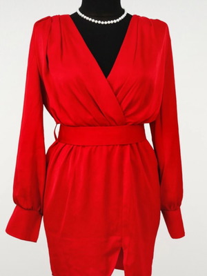 Satin dress red new, unworn with tag size S
