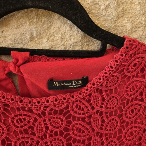 Massimo Dutti Guipure Crochet Lace Shift Dress like new, red, size M