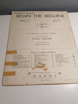 Παρτιτούρα Begin the Beguine του Cole Porter στα Αγγλικά και Ισπανικά
