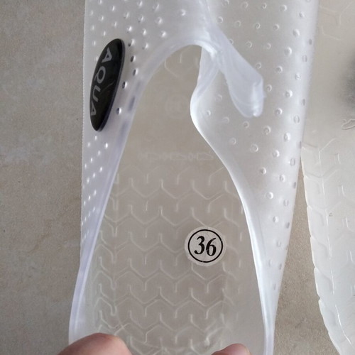 Aqua transparent plastic beach shoes, size 36, white