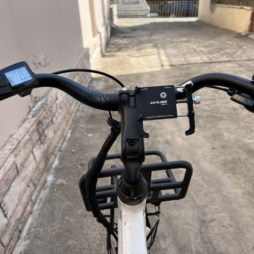 Electric City Bike white ebike used with battery and LED lights