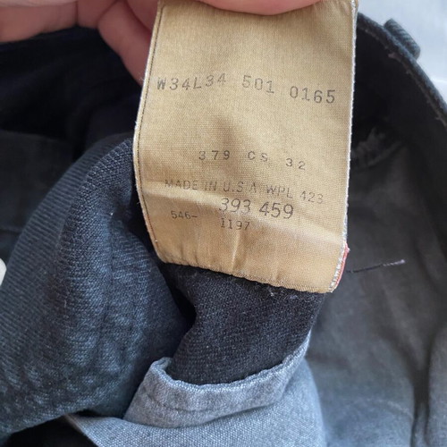 Levi's 501 Vintage Black Denim W34 L34 Made in USA 1997 like new
