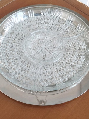 Serving tray orneviere inox 18/10 and 24K gold like new