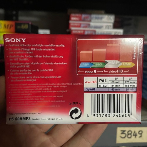 Sony Hi8 HMP 60min Video Cassette Tape Metal Particle new