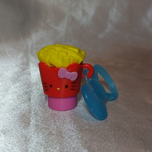 Hello Kitty & Badtz-Maru stamp with fries design, purple
